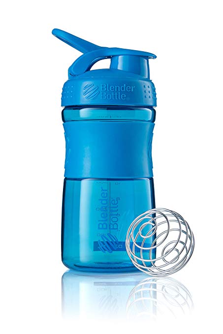 BlenderBottle SportMixer Tritan Grip Shaker Bottle, Cyan/Cyan, 20-Ounce