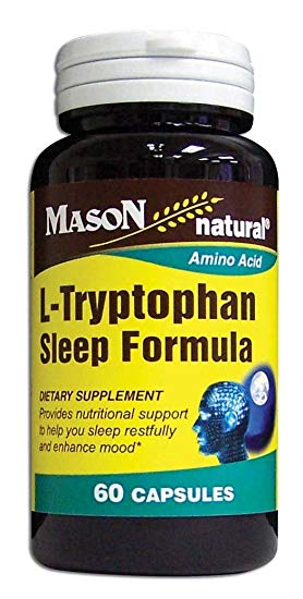 Mason Natural L-Tryptophan Sleep Formula Capsules, 60-Count Bottle