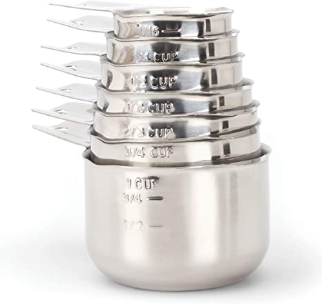 2lbDepot Measuring Cups, Premium 18/8 Stainless Steel Metal, Stackable & Nesting, Accurate Dual Spout Measuring Cup Design for Dry & Liquid Ingredients, 7 Piece Set