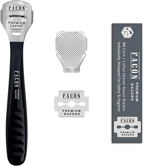 50 Blades   Facón Professional Pedicure Callus Shaver Remover - Premium Salon Quality Surgical Grade Stainless Steel - Removes Calluses, Corns & Rough Skin