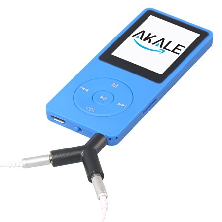 Akale Mp3 Player 8GB & 70 Hours Playback MP3 Sport FM Radio Lossless Sound Music Player (Supports up to 64GB), Blue