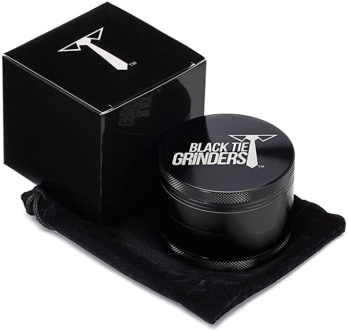 Black Tie Grinders - Next Level - Best Rated Herb Grinder, 2.5 Inch, 4 Piece, Aluminum (Black)