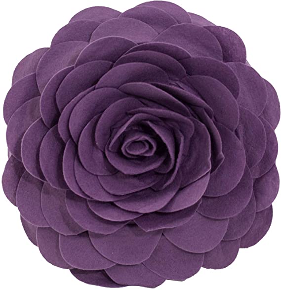 Fennco Styles Eva's Flower Garden Decorative Throw Pillow with Insert - 16 inches Round (Violet, 16" Case Insert)