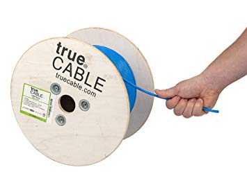 Cat6 Plenum (CMP), 500ft, Blue, 23AWG 4 Pair Solid Bare Copper, 550MHz, ETL Listed, Unshielded Twisted Pair (UTP), Bulk Ethernet Cable, trueCABLE