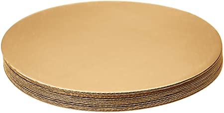 Fox Run 12-Piece Cardboard Scalloped Cake Circle Base, 10 x 10 x 0.25 inches, Gold