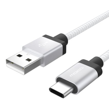 USB 3.1 Type C Cable, MoKo 2m(6.6ft) USB 2.0 Type A Male to USB 3.1 Type C Male Reversible Design Braided Cable, Transfer Data & Charge for New Macbook 12 inch, Google Nexus 5X / 6P, Nokia N1, SILVER