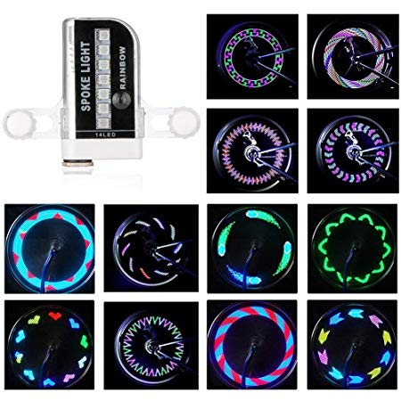 ROTTAY Bicycle Wheels Lights, Waterproof Bike Rim Lights/Spoke Lights With 14-LED and 30 Light Patterns for MTB Wheel Tire