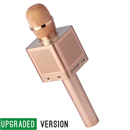 Upgraded MicGeek Q10S Bluetooth Wireless Karaoke Microphone Genuine Authorized by manufacturer (Rose Gold)