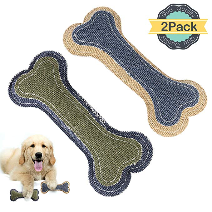 ONSON Dog Chew Toys - Interactive Chewing Cotton Bone Toys - Durable Dog Squeaky Bone Chew Textured Toy - Nontoxic Bone Toy - Cleans Teeth