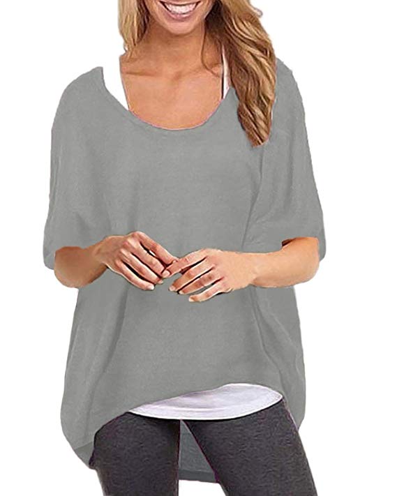 ZANZEA Women's Batwing Sleeve Off Shoulder Loose Oversized Baggy Tops Sweater Pullover Casual Blouse T-Shirt