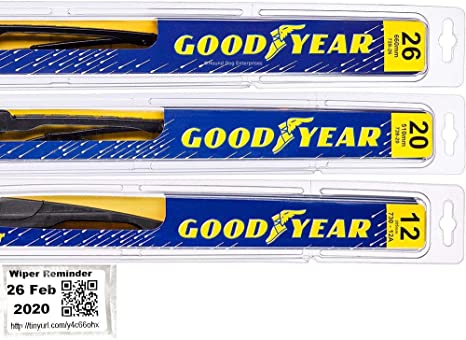 Windshield Wiper Blade Set/Kit/Bundle for 2008-2019 Toyota Highlander - Driver, Passenger Blade & Rear Blade & Reminder Sticker (Premium with Goodyear Rear)