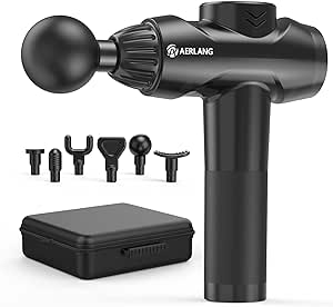 Massage Gun Deep Tissue, Portable Muscle Massager, Silent Powerful Percussion Massager, 6 Professional Massage Heads Suitable for Neck, Back and Body Relaxation, 20 speeds.