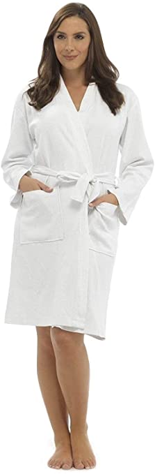 KATE MORGAN Ladies Cotton Waffle Robe/Dressing Gown