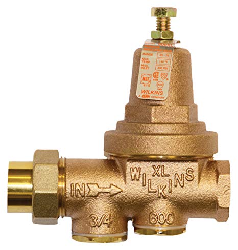 Zurn Wilkins Model 34-600XL 3/4" Water Pressure Reducing Brass Valve with Integral By-pass Check Valve and Strainer, FNPT Union x FNPT, Lead Free