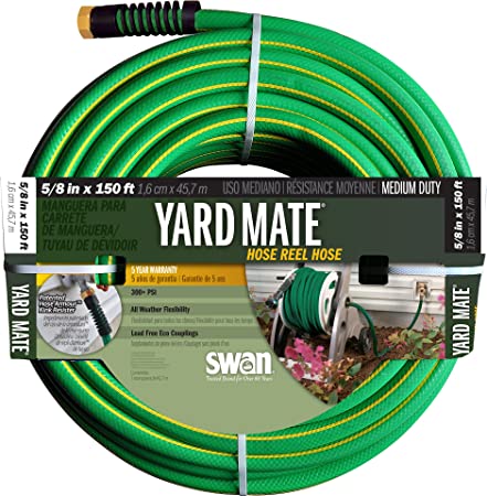 Swan Products SNHR58150 Yard Mate Easy Reel Lightweight Hose 150' x 5/8", Green