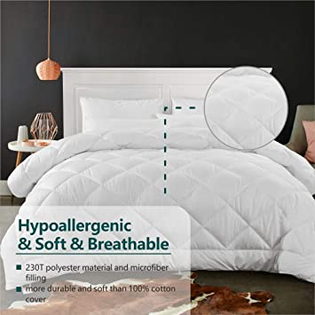 Cozynight Soft Twin XL Size Quilted Down Alternative Comforter Lightweight Duvet Insert Fluffy Hypoallergenic&Breathable Diamond Stitched Reversible Comforter (White, 68"x93")