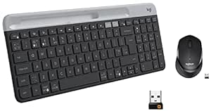 Logitech K580 Slim Multi-Device Wireless Keyboard – Bluetooth/Receiver& M331 Silent Plus Wireless Mouse, 2.4GHz with USB Nano Receiver, 1000 DPI Optical Tracking, 3 Buttons, 24 Month Life Battery