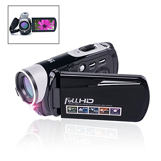 Camcorder Video Camera 24.0MP Digital Camera Full HD 1080p Night Vision Pause Function with 3’’ LCD Touch Screen Remote Controller