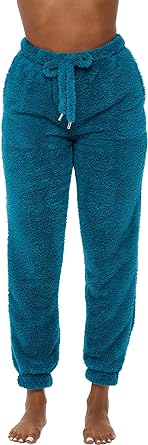 Alexander Del Rossa Women's Sherpa Fleece Joggers Sweatpants with Drawstring, Sleep Pants with Pockets