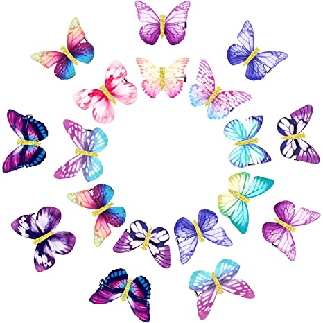 18 Pieces Glitter Butterfly Hair Clips for Teens Women Hair Accessories (Vibrant Styles)