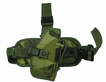 Woodland Camouflage Drop Leg Gun Holster Right Handed