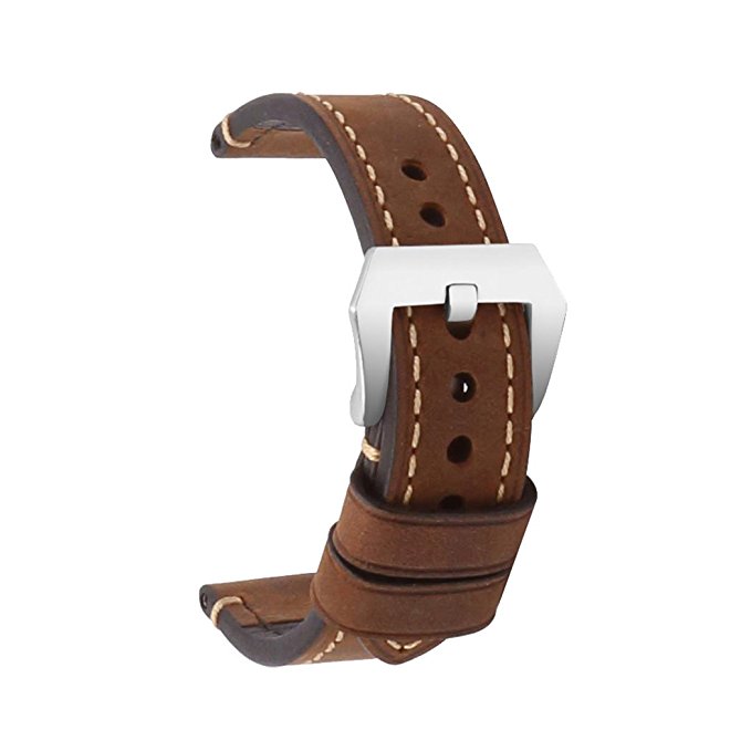 omyzam Watch Band Vintage Genuine Leather Replacement Strap Stainless Steel Buckle 18mm 20mm 22mm 24mm 26mm Apple Watch Band 38mm 42mm