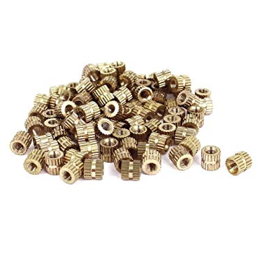 uxcell Knurled Insert Nuts - 100Pcs M3 x 0.5mm Female Thread Brass Threaded Insert Embedment Nut for 3D Printer