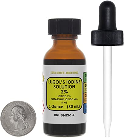Lugol's Iodine / 2% Solution / 1 Oz in an Amber Glass Bottle/Free Dropper/USA