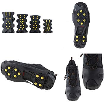 IMAGE Non-slip Over Shoe Snow & Ice Cleats Grips Anti-Slip Studded Ice Traction Shoe Covers Spike Crampons Cleats Size S/M/ L/XL