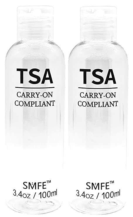 TSA Travel Bottles - 3.4 ounce / 100 ml Carry-On Compliant - Pack of 2 by SMFE
