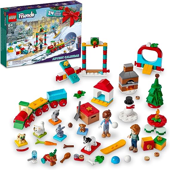 LEGO Friends 2023 Advent Calendar 41758 Christmas Holiday Countdown Playset, 24 Collectible Daily Surprises Including 2 Mini-Dolls and 8 Pet Figures