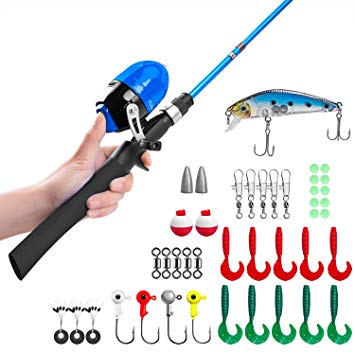 Kids Fishing Pole,Telescopic Fishing Rod and Reel Combos with Spincast Fishing Reel and String with Fishing Line