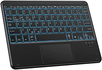 IVSO Wireless Keyboard with Touchpad and backlit, Tablet Bluetooth Keyboard(UK Layout) Compatible for iOS, Android, Windows Tablets or Smartphone, Black