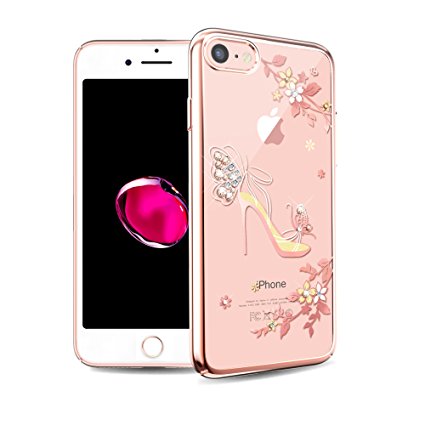 iPhone 7 Plus Case from Kingxbar ,Bling Diamond Crystals from SWAROVSKI Element Hard PC Transparent Sparkly Case Cover for Apple iPhone 7 Plus (5.5 Inch) (Butterfly-Rose gold)