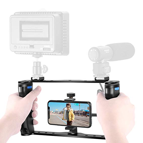 Neewer U Rig Smartphone Video Rig, Filmmaking Case, Phone Video Stabilizer Grip Tripod Mount for Videomaker Film-Maker Video-grapher for iPhone X Xs XS Max XR X HUAWEI Samsung, Single or Double Handed