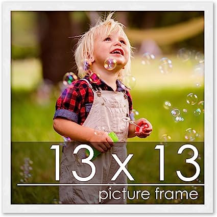 Poster Palooza 13x13 Contemporary White Wood Picture Square Frame - Picture Frame Includes UV Acrylic, Foam Board Backing, & Hanging Hardware!