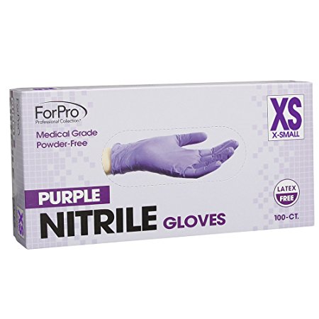 For Pro Purple Nitrile Gloves, X-Small, 100 Count