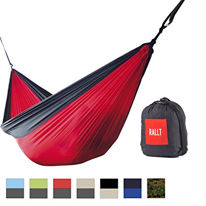 Rallt Camping Hammock - Ripstop Parachute Nylon, Lightweight & Portable, Includes Hanging Gear