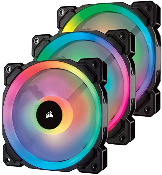 Corsair LL120 RGB, 120mm Dual Light Loop, RGB LED PWM Fan - Black (Triple Pack)