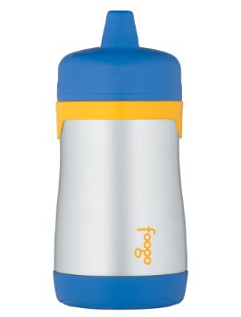 THERMOS FOOGO Vacuum Insulated Stainless Steel 10-Ounce Hard Spout Sippy Cup BlueYellow