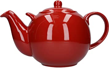 London Pottery Globe Extra Large Teapot with Strainer, 10 Cup (3 Litre), Red