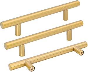 goldenwarm Pack of 15 Gold Kitchen Cabinet Hardware Cabinet Pull Handles Drawer Pulls 4in Dresser Handles - LS201GD102 Modern Bathroom Hardware Cupboard Door Pulls, 102mm Hole Centers