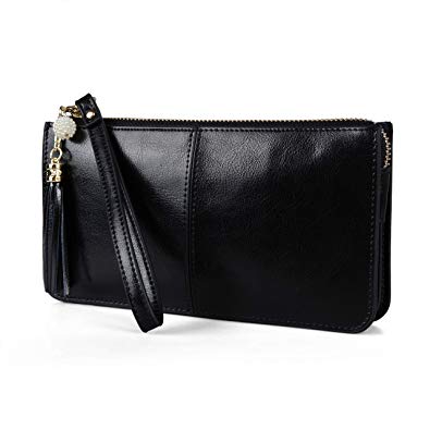 Befen Women Leather Zipper Phone Wallet with Card Holder/Cash Pocket/Wrist Strap