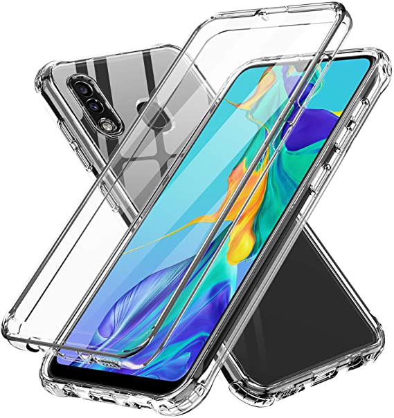 LeYi Samsung A20 Case, Samsung Galaxy A20 Case with Built-in Screen Protector, 360 Full-Body Protective Dual Layer Shockproof Slim Clear Anti-Scratch Phone Case Cover for Samsung A20, Clear