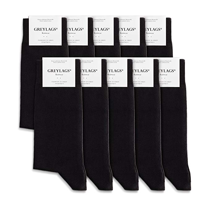 Greylags - Business Cotton Socks - every day socks – sports trekking hiking - 10 pairs black 4-5-6-7-8-9-10-11-12
