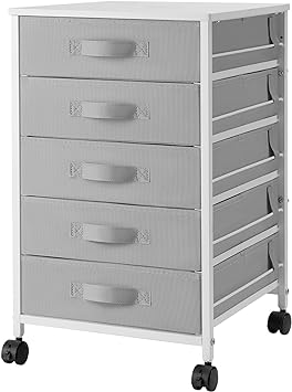 TOPSKY Mobile Cabinet, Fabric Storage Tower with Anti-Drop Drawers for Home Office (Light Grey, 5 Drawers)