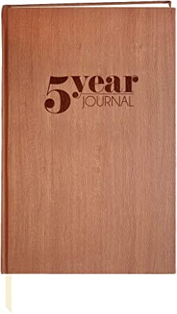 BookFactory 5 Year Journal/Five Year Diary Log Book/LogBook, Soft Wood Finish - 5.25" x 8.25" (JOU-368-M5CS-AXE94000(5-Year))