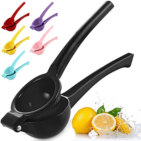 Zulay Premium Quality Metal Lemon Squeezer, Citrus Juicer, Manual Press for Extracting the Most Juice Possible - Black