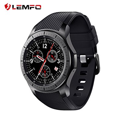 LEMFO LF16 Smart Watch Cell Phone Android 5.1 MTK6580 Quad Core 3G WIFI GPS Heart Rate Monitor Smartwatch All-in-One (Black)