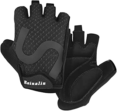 Reinalin Cycling Gloves Bike Gloves Bicycle Gloves Gym Gloves Lightweight 3MM Gel Pad Shock-Absorbing Anti-Slip Breathable for Biking MTB Road Biking Mountain Bike for Men Women